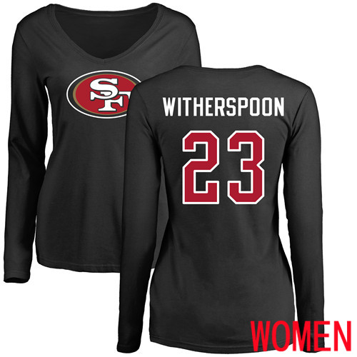 San Francisco 49ers Black Women Ahkello Witherspoon Name and Number Logo  #23 San Francisco 49ers